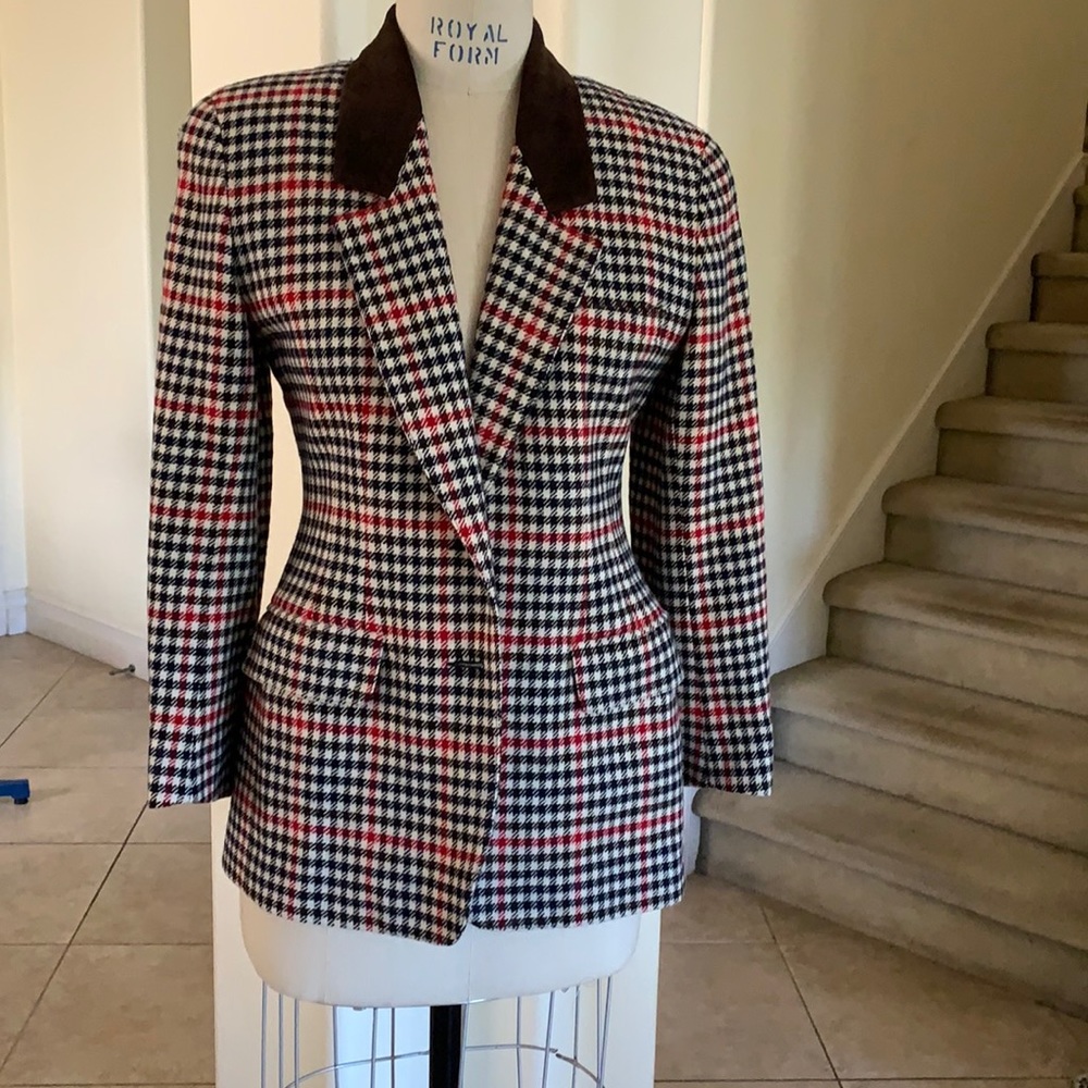 Cashmere equestrian inspired tweed jacket